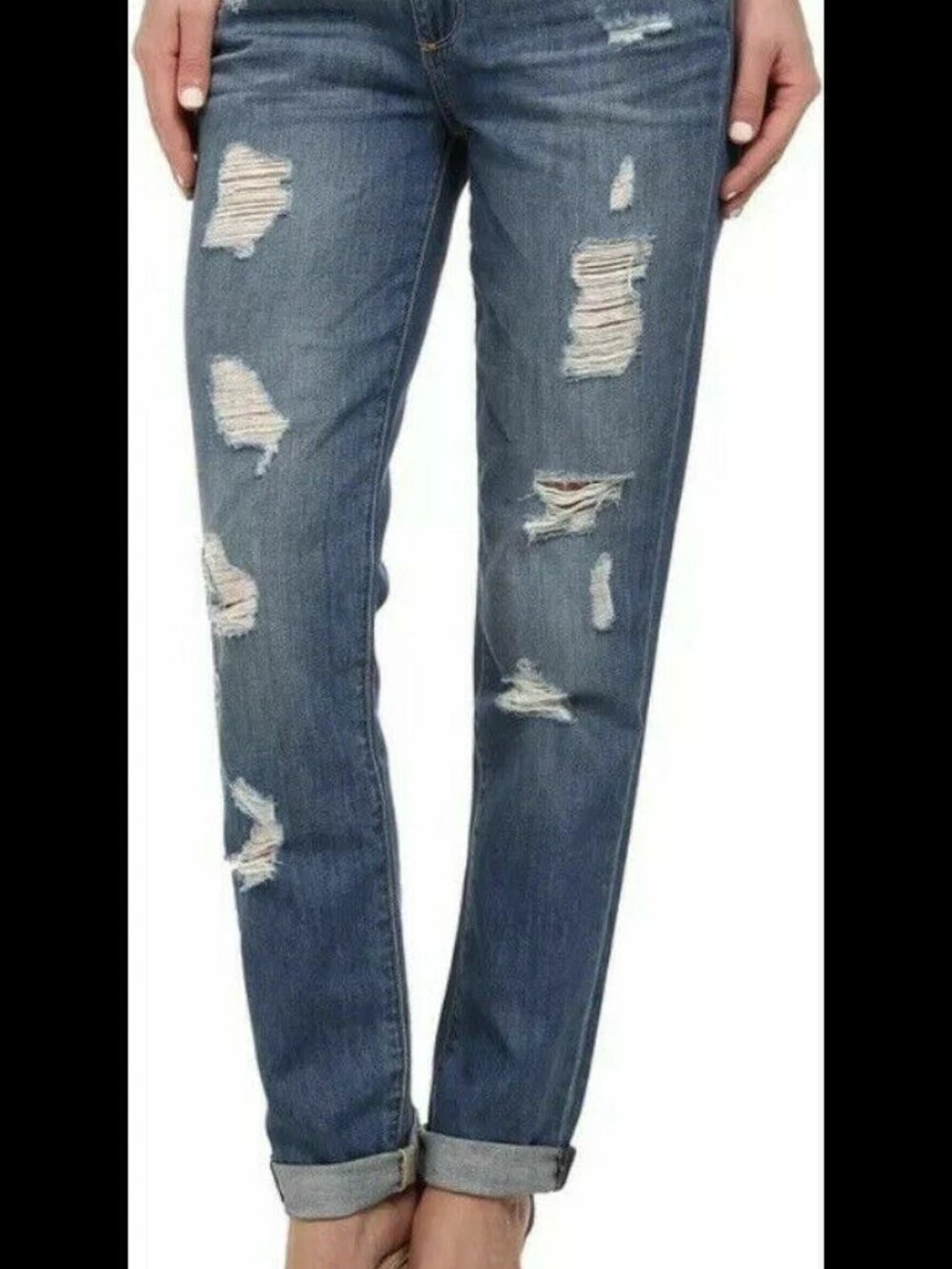 NEW Faded Blue PAIGE Jimmy Skinny Distressed Boyfriend Jeans 27 4 NWT
